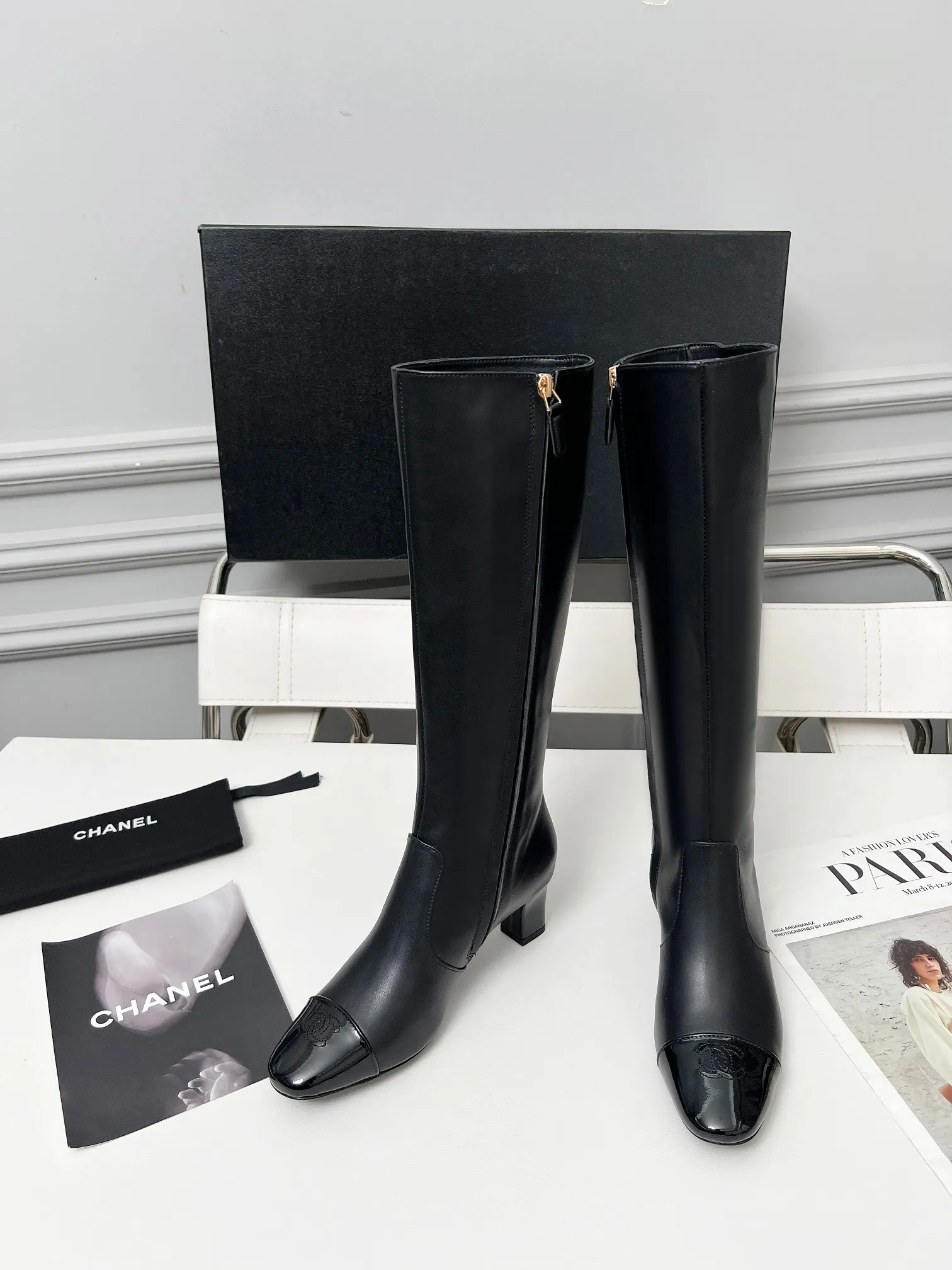 👟👟Ex-factory price 700👟👟 Genuine leather sole +30 Chanel/Chanel double C high-heeled fashion boots, fabric: Xiaoxiang special cowhide:, lining: sheepskin; color: black, white; apricot; code number: 5-40 (customized 41, non-refundable), 16-inch high boots